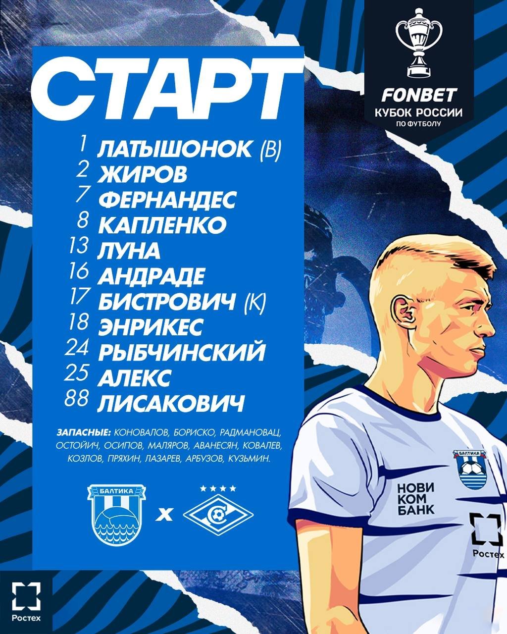 "Спартак" и "Балтика" объявили стартовые составы на финал Пути регионов Кубка России